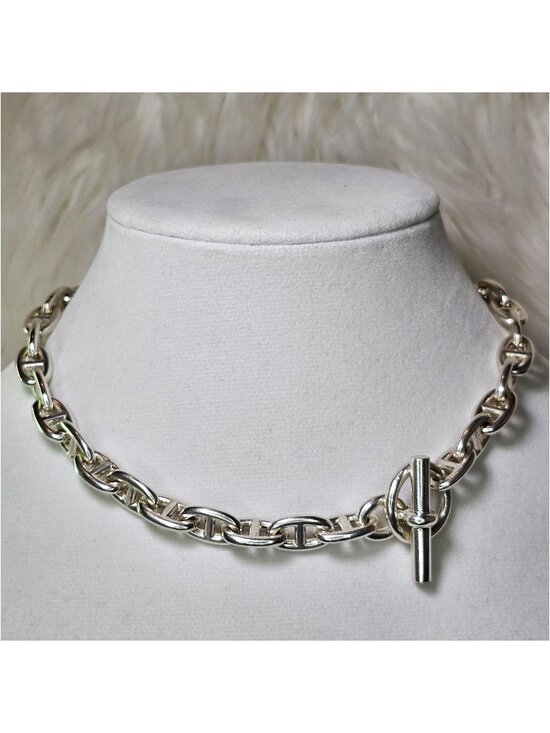 Hermes Jewelry - Vintage 36 Links 105g Hermes Chaine d’Ancre Silver Necklace Double Bracelet